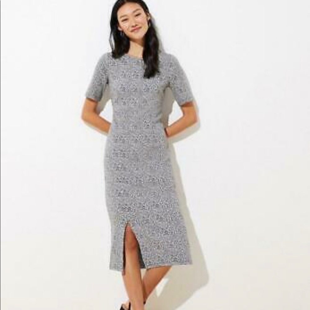 LEOPARD JACQUARD MIDI DRESS IN BLACK